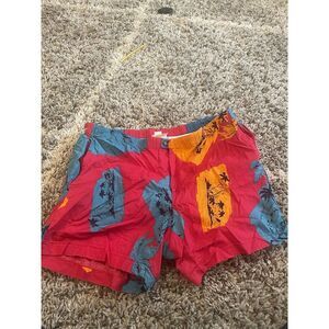 Vintage K-way Women's Colorblock Shorts Tropical Palm tree Vacation Sz 46/US 12‎